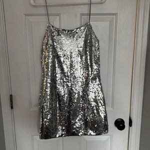 Silver sequin cocktail dress, nasty gal, size 4